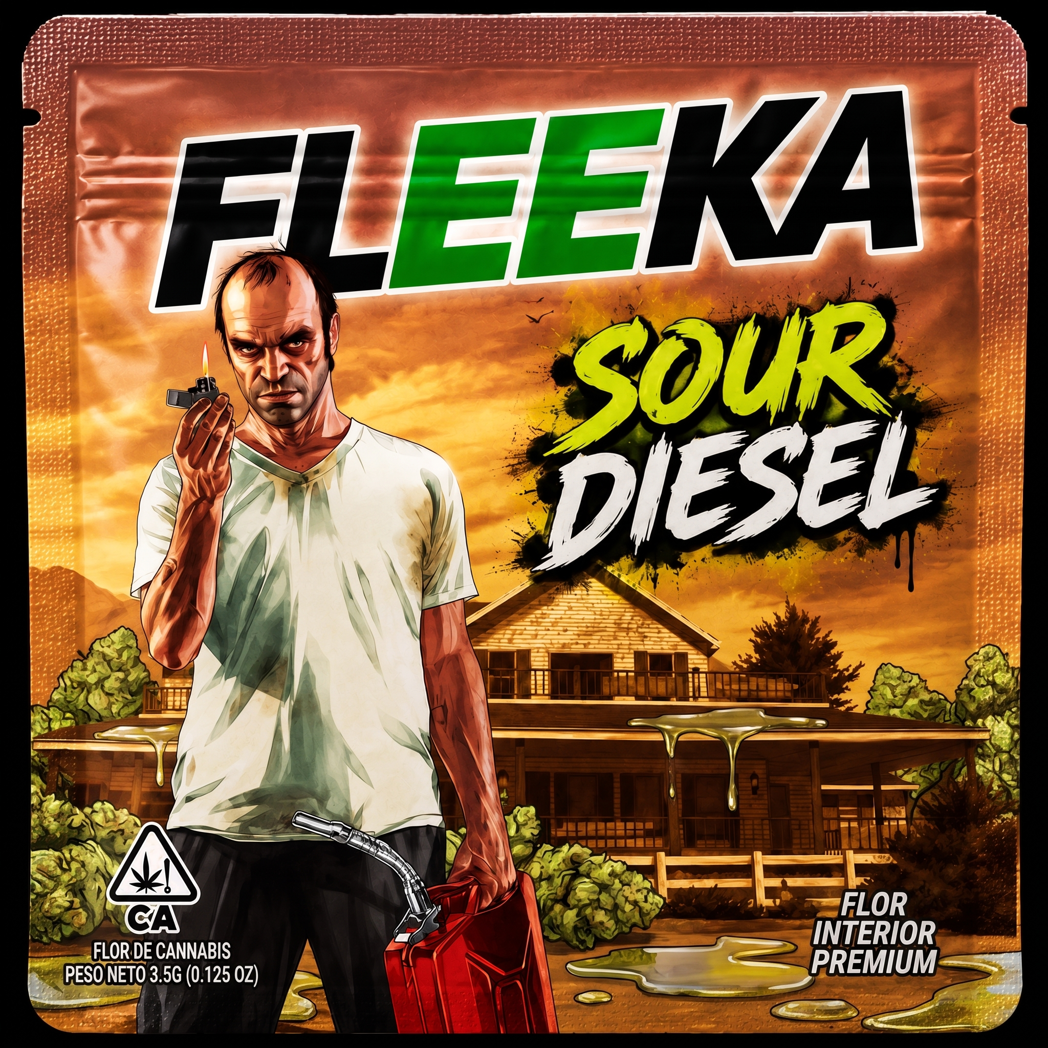 FLEEKA Sour Diesel Flor CBD Premium packaging